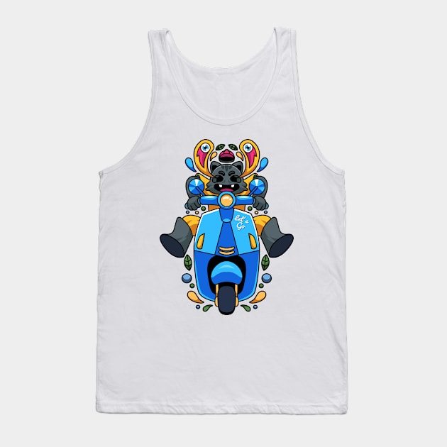 Cat Riding Scooter Tank Top by yellowline